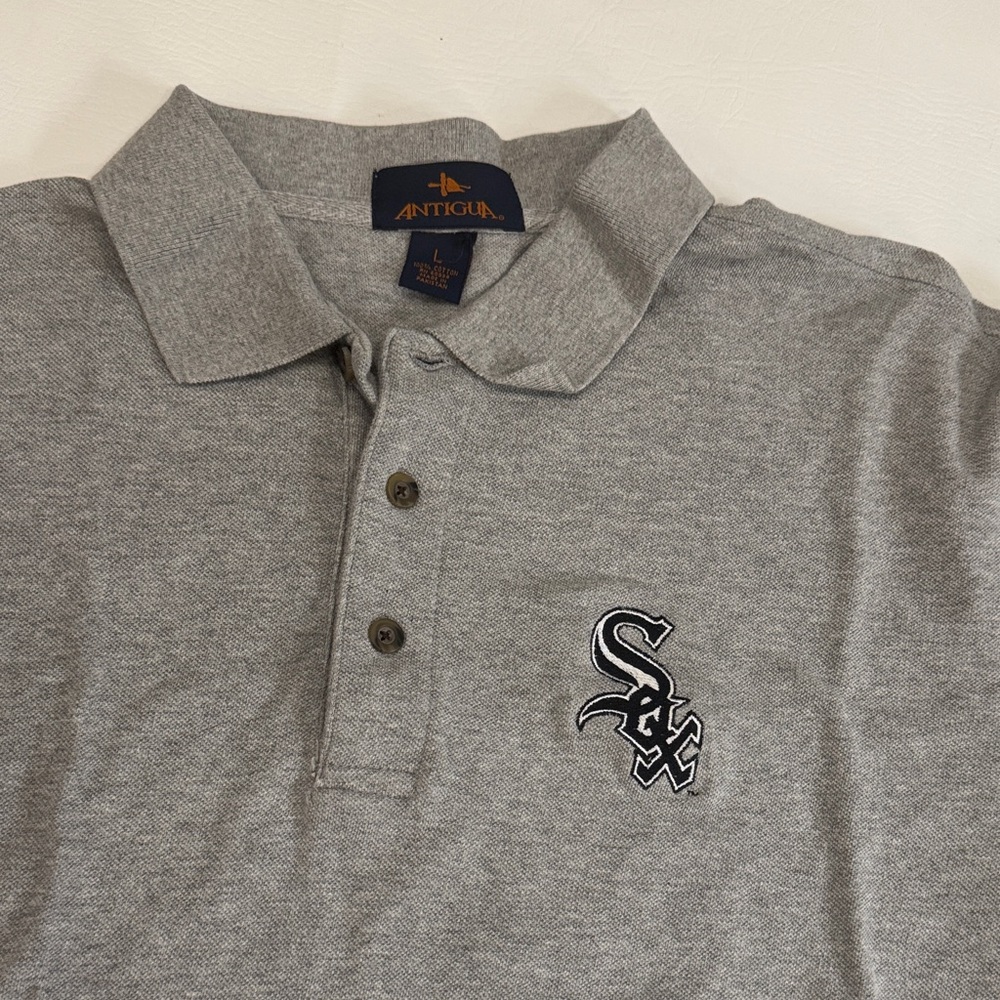 Chicago White Sox MLB Antigua Heather Gray Polo Embroidered Logo Mens Large